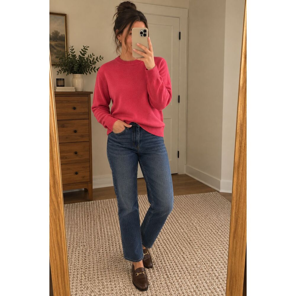 A New Day Women’s Pink Crewneck Sweater Raspberry Pullover - size S